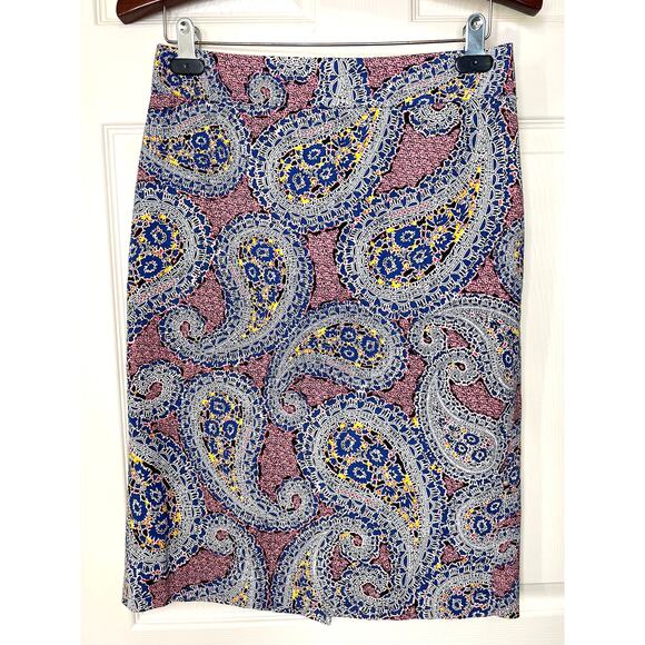 J. Crew Womens 4 No 2 Pencil Skirt Paisley Work Office Career Classic Church - Picture 2 of 7